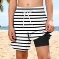 thumbnail image 4 of Guluxicc Boys Swim Trunks with Compression Kids Striped Printed Beach Shorts Summer Quick Dry Bathing Suit Swimsuit with Pockets, 4 of 10