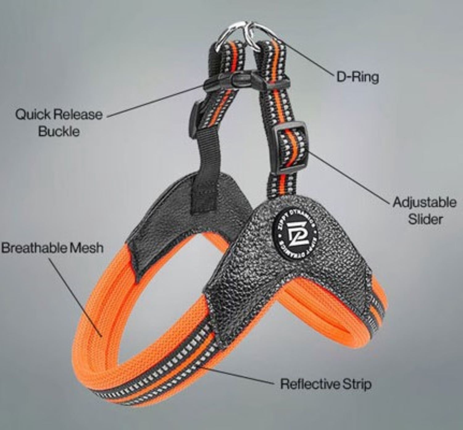 Stride. Dog Orange Step-In Adjustable Harness
