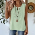 thumbnail image 2 of CFMIURAN Womens Tank Tops Crew Neck Sleeveless Tops Dressy Solid Color Casual Going Out Work Travel Clothing, Light Green Tanks & Camis, L, 2 of 5