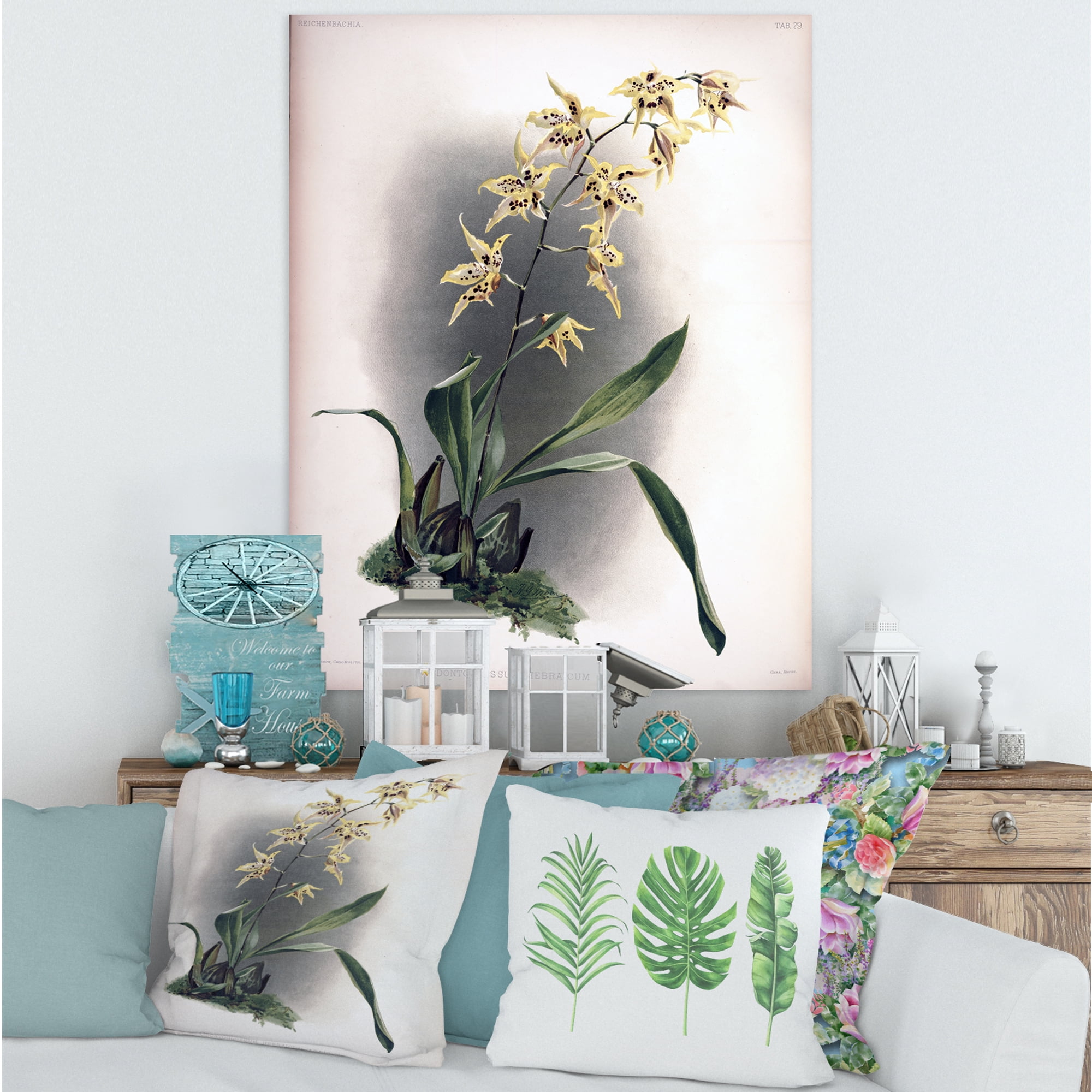 Designart ' Ancient Orchid Flower ' Traditional Canvas Wall Art Print