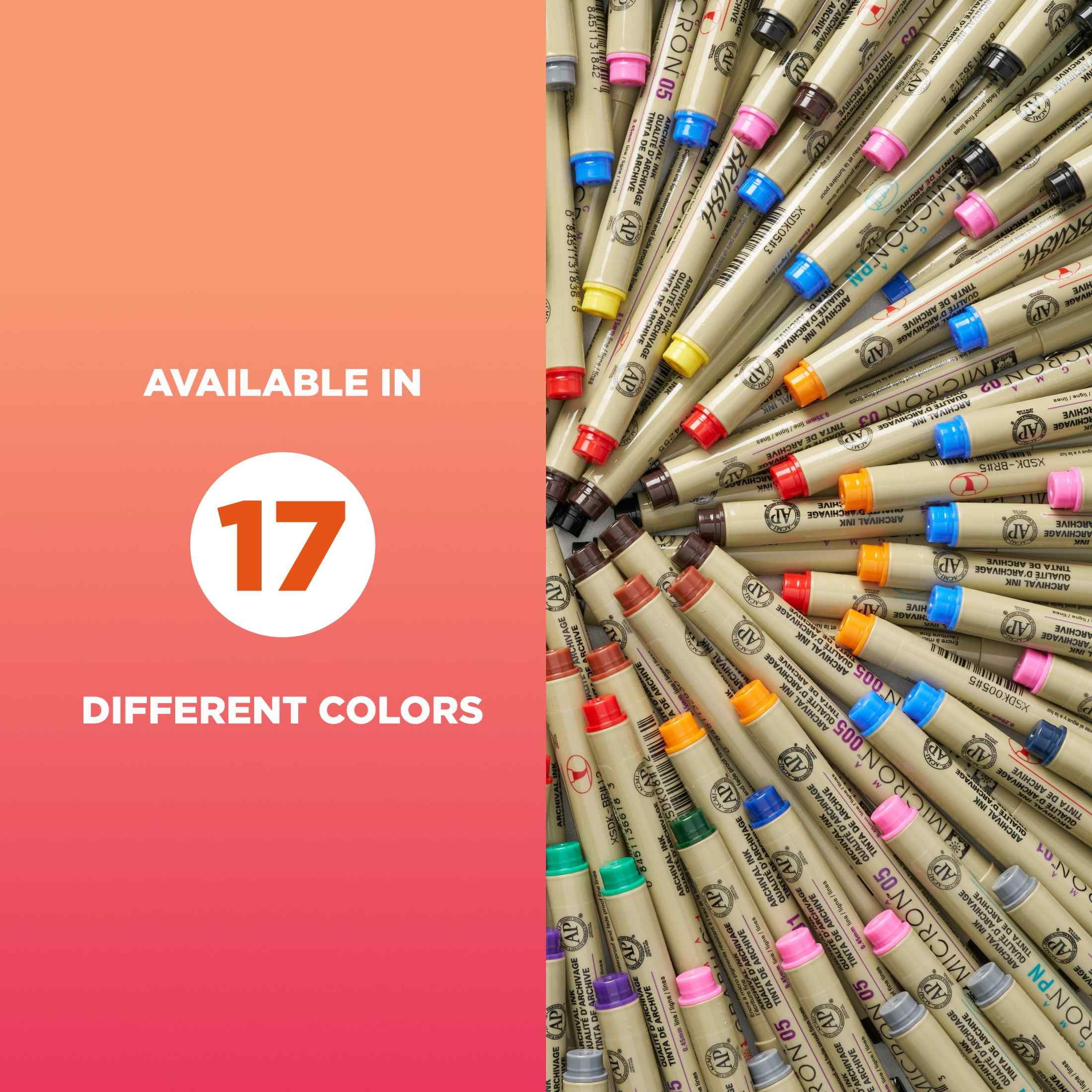 Sakura Pigma Micron Fineliner Pens - Archival Black and Colored Ink Pens - For Writing, Drawing, or Journaling - Black and Colored Ink - 01 Point Size - 8 Pack