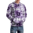 thumbnail image 2 of Purple Flower Regular Fit Hoodie, Sporty Pullover Hooded Sweatshirt for Men Women XL, 2 of 6