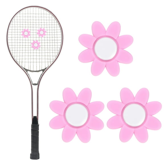 Tennis Racket Dampener [3PCS] - Funny Flower Shape Silicone Tennis Shock Absorber Racket Vibration Dampener [Pink]