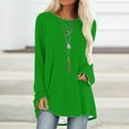 thumbnail image 2 of HAPIMO Women's Loose Basic Tops Dressy Tunic Fashion Regular Fitted Casual Solid Color Blouses Workout Long Sleeve Tees Round Neck Shirts Fall Green L, 2 of 5