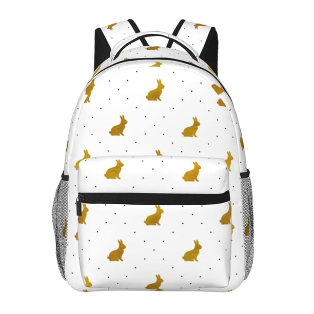 Easygdp Gold Rabbit Mochila Ergonómica Versátil para Laptop - Múltiples Bolsillos, Correas Ajustables, Unisex para Escuela, Viajes y Actividades al Aire Libre-One Size