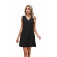 thumbnail image 3 of Womens Summer Dresses Loose Fit V Neck Sleeveless Sundresses Beach Hawaiian Dress with Pockets Black S, 3 of 9