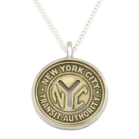 - Silver Subway Token Charm Pendant