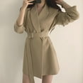 thumbnail image 4 of Baberdicy Lady Trench Coat Women's Tailored Collar Solid Color Relaxed and Casual Long Sleeved Mid Length Version Coat Trenchcoat Women's Khaki, 4 of 5
