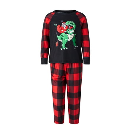 

Genuiskids Christmas Pajamas Family Matching Pjs Set Dinosaur Santa Claus Print Jammies for Couples Kids Dogs