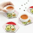 thumbnail image 7 of Pofeuu Avocado Lovers Wearing Umbrella Print Leather Coasters Set of 6, Round Cups Mugs Mat Pad for Home Kitchen Heat Resistant Drink Coasters,Hexagon, 7 of 7