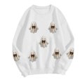thumbnail image 6 of TTUHYWXI Halloween Sweatshirts Women Colorful Sequin Ghost Graphic Pullover Shirt Halloween Witch Crewneck Sweater (White, XL), 6 of 6
