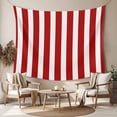 thumbnail image 2 of Red Striped Large Tapestry for Bedroom Wall Hanging Tapestry, Christmas Farmhouse Red White Stripes Ceiling Backdrop Tapestries Poster Blanket Wall Decor for Teens Room Living Room Dorm 85" x 90", 2 of 8