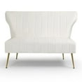 thumbnail image 5 of Newnno Reception Velvet Loveseat Golden Legs Sofa, White, 5 of 5