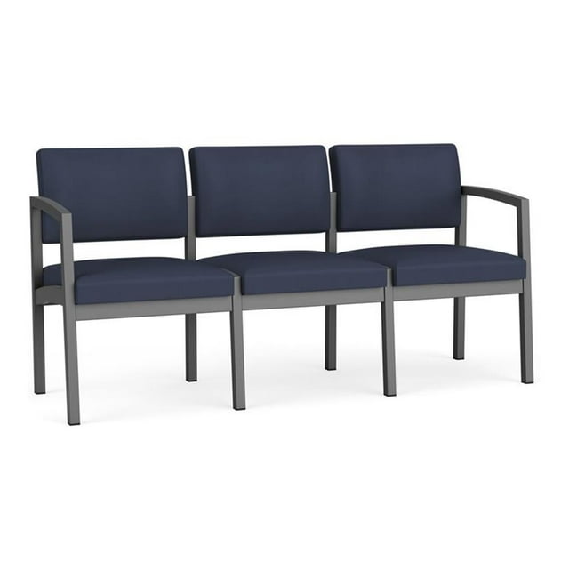 Lenox Steel Reception Waiting Room 3-Seat Sofa / Charcoal Steel / Blue