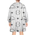 thumbnail image 2 of Black and White Baseball Caps Pattern Wearable Oversized Blanket,Wearable Blanket Hoodie for Adults,Cozy Hooded Blankets with Super Pockets,Super Warm Fuzzy Pullover for Women & Men, 2 of 6