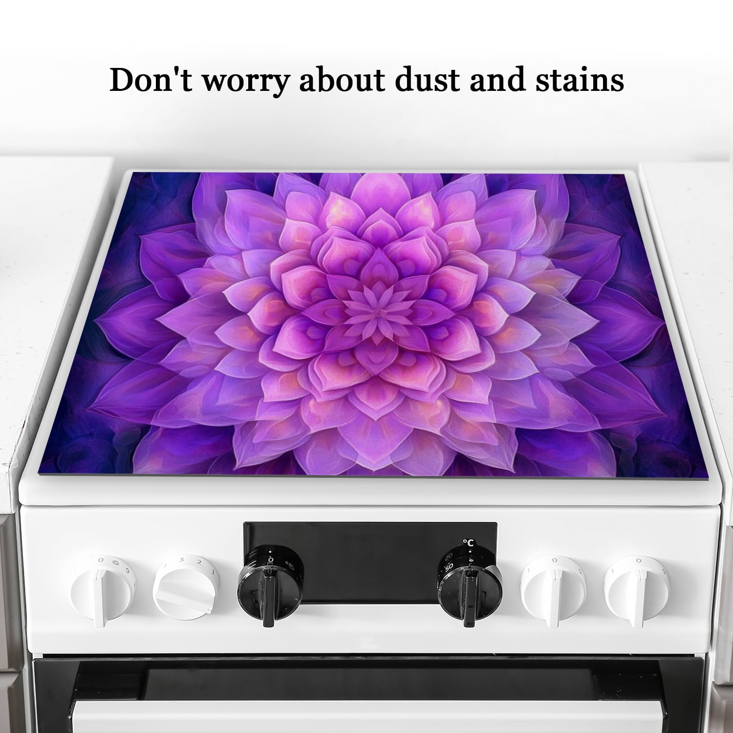 Stove Top Covers for Electric Stoves, Fantasy Mystery Purple Mandala Non-slip Heat Resistant Protector Mat, Stylish Kitchen Decor Pad for Kitchen RV (28×20 Inch)