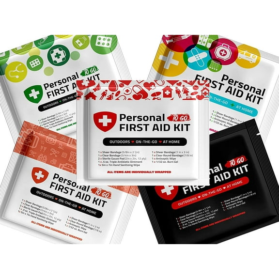 5 Pack - Portable Travel Size First Aid Kit - Assorted