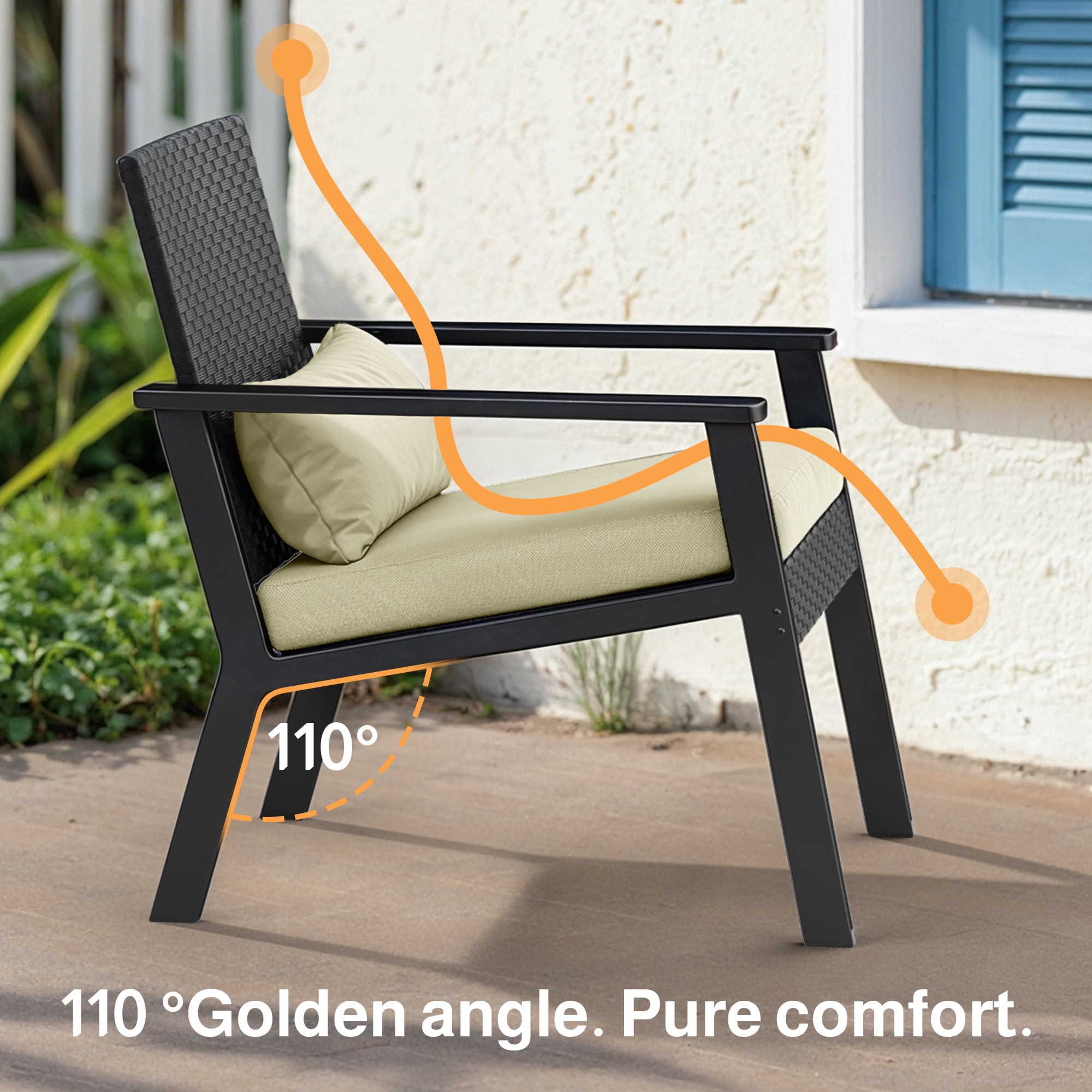 Outdoor Leisure Wicker Furnishing Pack Equipped with Clear Glass Table for Courtyard, Balcony and Entry Porch, Gray