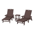 thumbnail image 3 of WestinTrends Malibu 3-Piece Outdoor Chaise Lounge Set with Side Table, All-Weather Poly Lumber, 5-Position Backrest,Lawn Pool Patio Furniture, Dark Brown, 3 of 14
