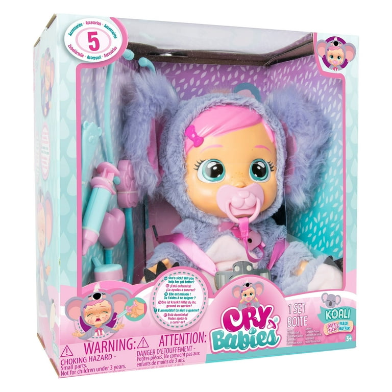 Cry Babies Koali Doll, 13 inch, Gets Sick and Feels Better