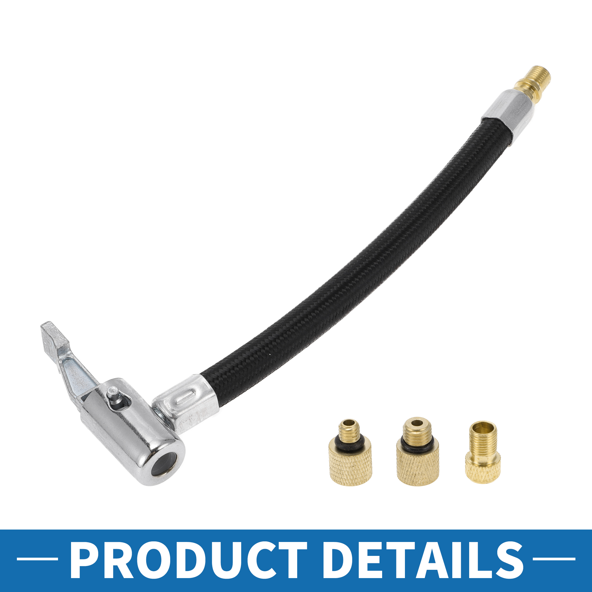 Unique Bargains Durable 7.09inch Tire Inflator Extension Tube with Thread Adapter Nylon