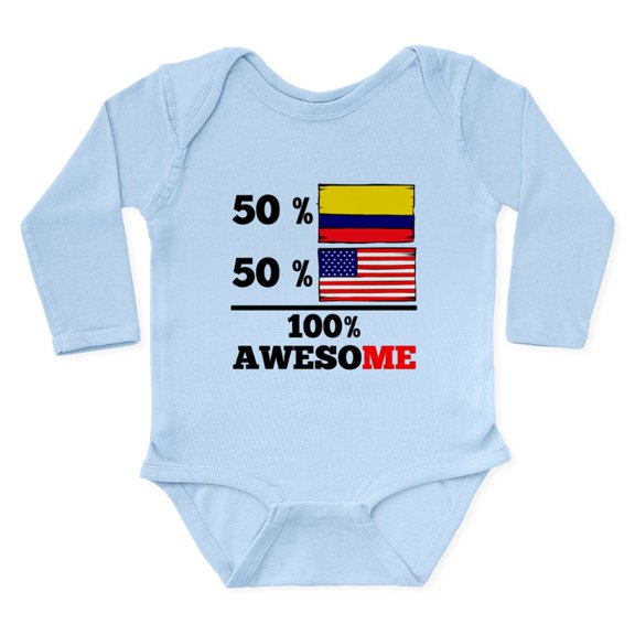 CafePress - Half Colombian Half American Body Suit - Long Sleeve Cotton Baby Bodysuit
