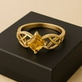 thumbnail image 6 of Mooneye 5mm Square Citrine 925 Sterling Silver Gold Vermeil Celtic Women Valentines Day Gift Ring, 6 of 8