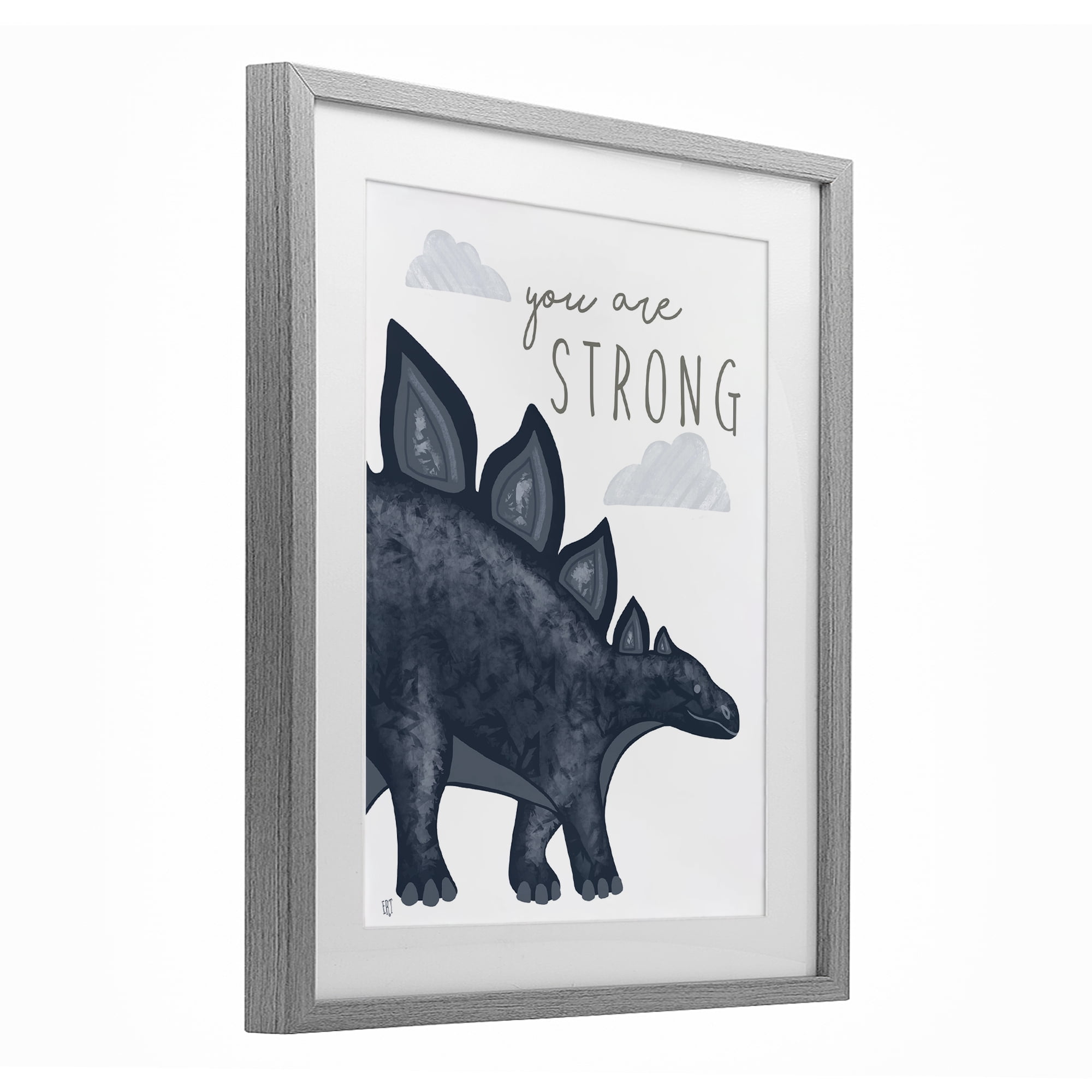Stupell Industries You Are Strong Dinosaur Gray Framed Print Under Glass, design by Elizabeth Tyndall