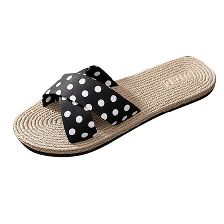 

Akiihool Women s Flip-Flops Dressy Women s Flip Flops Casual flat sandals Comfort Slides (Black 6.5)