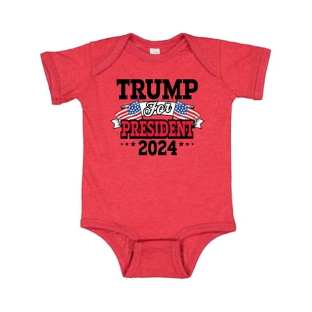 

Inktastic Trump For President 2024 with Flags Gift Baby Boy or Baby Girl Bodysuit