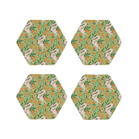 

Tideii Snake And Floral for Leather Coasters 4 Pieces Anti-fouling and Anti-scalding Decorative Coasters Suitable for Restaurants Kitchens Coffee Shops-Hexagon