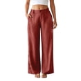 thumbnail image 6 of RUTAYY Women's Pants Loose Fit Solid Color Straight Leg Long Bottoms Casual Daily Wear with Pockets Comfortable Classic Stylish Trousers, 6 of 6