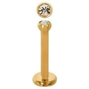 Body Accentz Labret Monroe CZ Gold Plated Body Jewelry Piercing Lip Chin Tragus Ring 16g