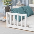 thumbnail image 5 of Full Size Floor Bed Modern Farmhouse with Side Bookcase Storage Shelves Guardrails Low Profile Platform Bed for Small Bedroom Space Saving, White, 5 of 9