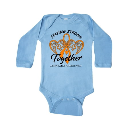 

Inktastic Leukemia Awareness Staying Strong Together and Orange Ribbon Gift Baby Boy or Baby Girl Long Sleeve Bodysuit