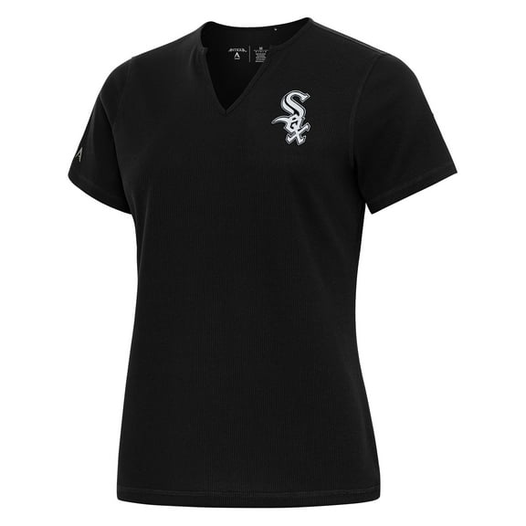 Women's Antigua  Black Chicago White Sox Notch Neck T-Shirt