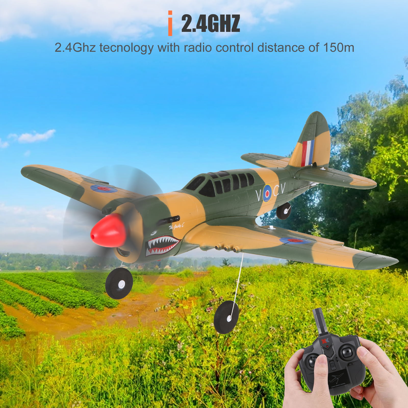 SparY RC Glider Airplane 2.4GHz Radio Control Aircraft with Built Gyro 823 2CH F16 ​​Thunderbirds Remote Control EPP Airplane for Beginners Ready to Fly Range Range Meters