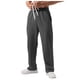 thumbnail image 2 of Pantalones de chándal de felpa cepillada para hombre: cintura elástica, cordón, bolsillos laterales; pantalones ligeros de poliéster para todas las estaciones., 2 of 8