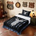 thumbnail image 3 of Manfei Hunting Deer Silhouette Twin Sheets, Camo American Flag Bedding, Navy Blue, Navy Reversible 3pcs (1 Flat Sheet, 1 Fitted Sheet and 1 Pillowcase), 3 of 6