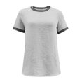 thumbnail image 4 of Women's Striped Crew Neck Short Sleeve T Shirt Casual, Made of Soft & Breathable Fabric, Versatile with Solid Colors, Available in Multiple Sizes, 4 of 4