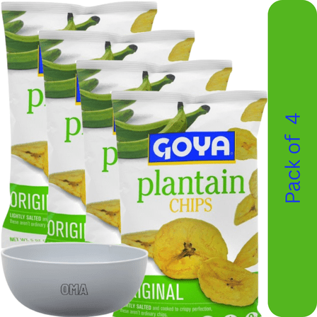 Goya Plantain Chips, 4 Pack (5 oz Each) – with Bowl by OMA