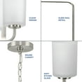 thumbnail image 5 of League Collection Three-Light Brushed Nickel and Etched Glass Modern Farmhouse Foyer Chandelier Light, 5 of 7