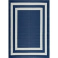 thumbnail image 4 of Outdoor Rug - Folded Design - Recycled Plastic Mat for Patio, Camping, Beach, Balcony, Porch, Deck - Weather, Water, Stain, Lightweight, Fade and UV Resistant - Paris- Navy & Creme, 4 of 5