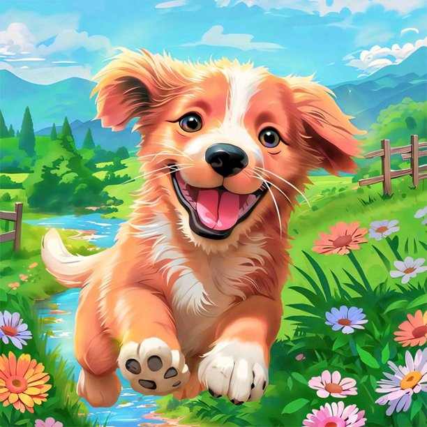 5D DIY Con Taladro Perro Corriendo Arte Artesanal 30x30cm