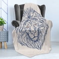 thumbnail image 4 of Modern Soft Flannel Fleece Blanket, Portrait of a Lion King of the Forest Wildlife Animal Zodiac Sign Illustration, Cozy Plush for Indoor and Outdoor Use, 70" x 90", Slate Blue Beige, by Ambesonne, 4 of 5