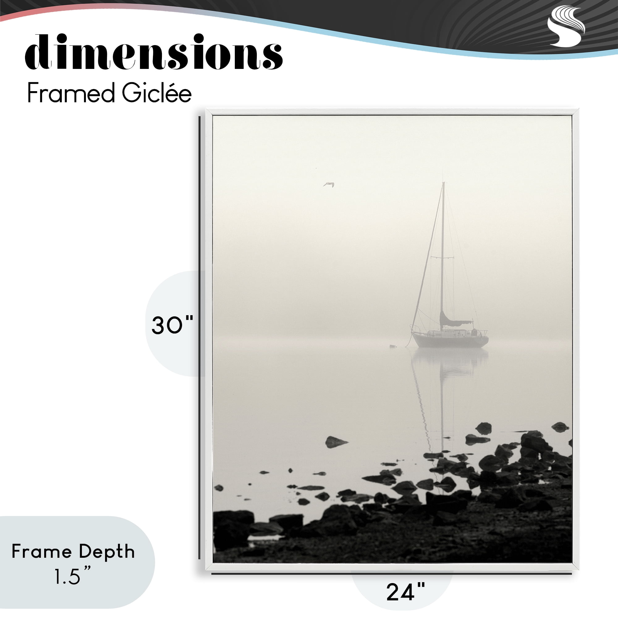 Stupell Industries Moored In Fog White Framed Giclee Art, design by Nicholas Bell