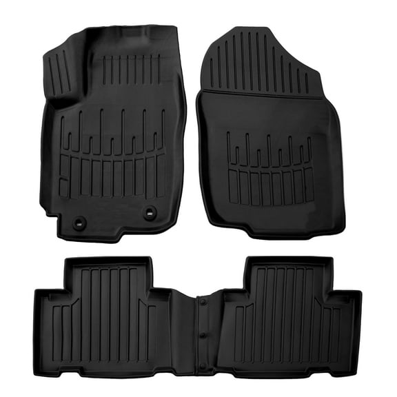 3D Floor Mats for 2013-2018 Toyota RAV4 (not for Hybrid) Heavy Duty, Custom Fit, All Weather Liner Front and 2nd Row Full Set Rubber, Black