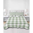 thumbnail image 3 of Quilts Full Size, Sage Green Check Soft Comforter Bedding Set for Bed, Modern Rustic Green Buffalo Plaid Lightweight Quilted Bedspread with Pillow Cover(2 Pieces) for All Season, 78x90 Inch, 3 of 6