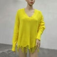 thumbnail image 4 of Yellow Sweaters for Women'S Irregular Fringe Casual Top Fall Or Winter Knitted Loose Sweater Womens Fall Fashion 2025, 4 of 4