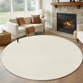 thumbnail image 2 of Cream Solid Color Round Area Rugs Collection 6', Aesthetics Contemporary Luxury Non Slip Indoor Circular Throw Runner Rug Floor Mat Carpet for Living Room Dining Table Bedroom Nursery, 2 of 9
